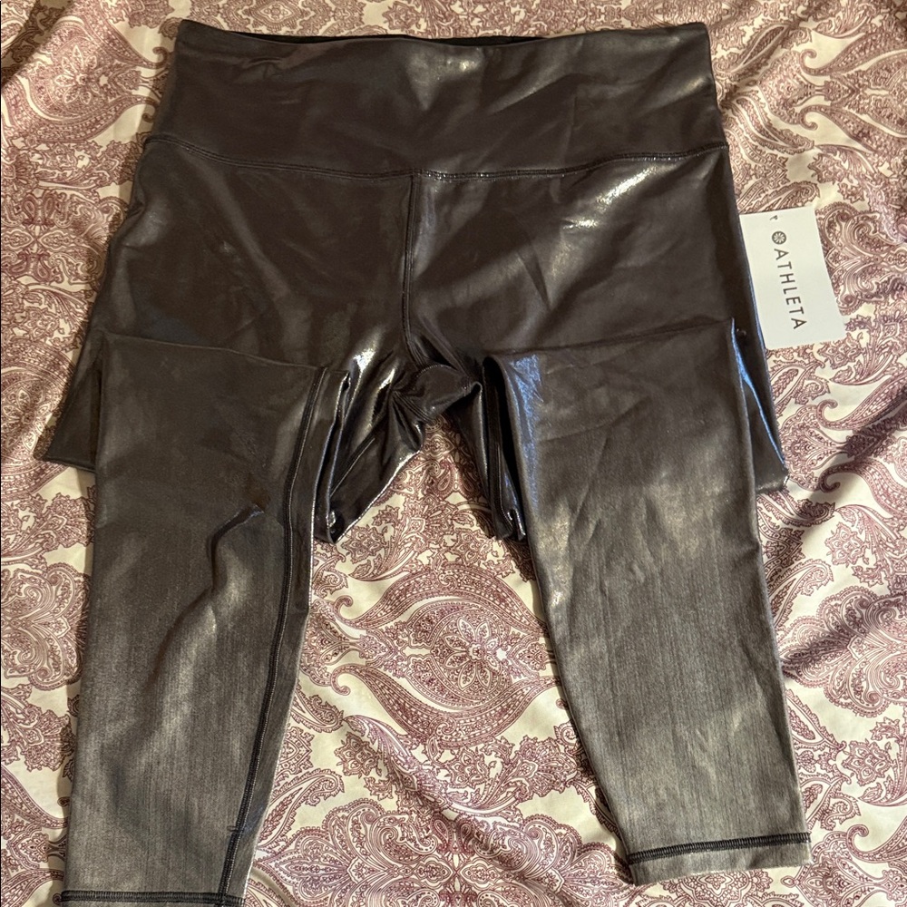 Athleta Shiny Silver Grey Leggings